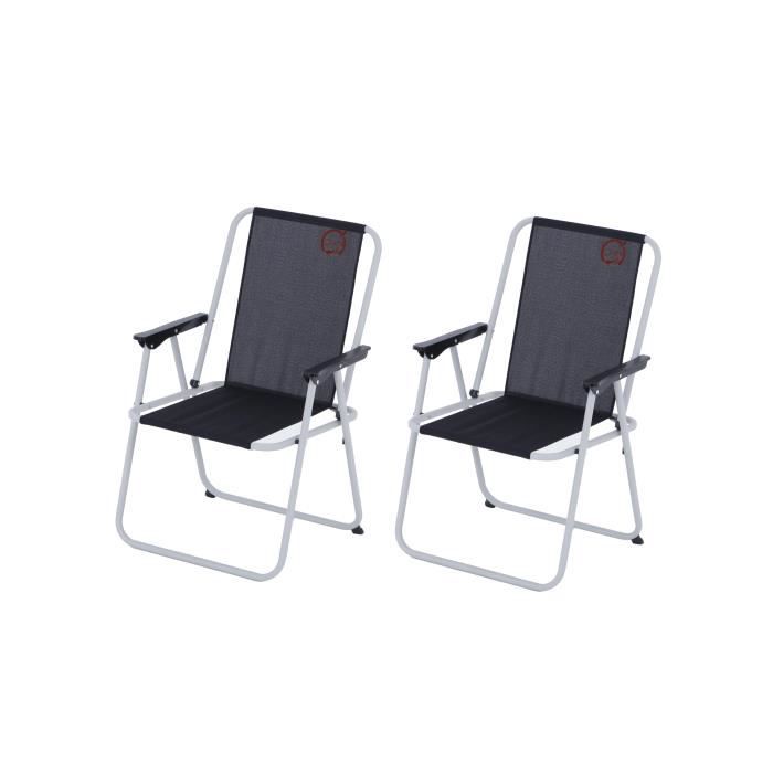 Lot de 2 fauteuils piccolo de camping pliables - O'Camp - Noir