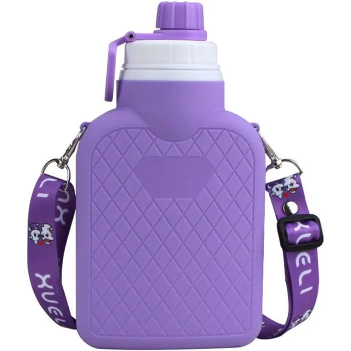 Gourde Pliable En Silicone 600 Ml - Pour Enfants Et Sport - Bleue, Étanche, Légère - Parfaite Pour École Et Randonnée