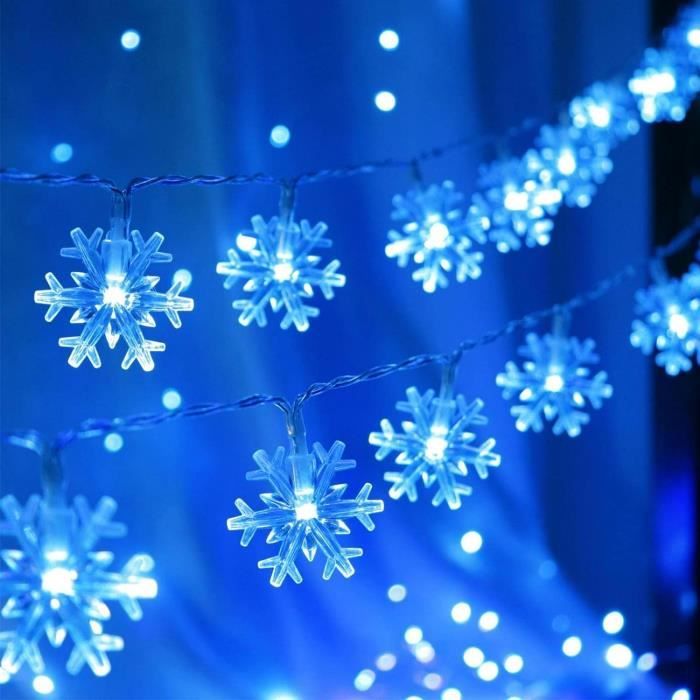 Guirlande Lumineuse De Noël, 6,1 M, 40 Led En Forme De Flocon De Neige