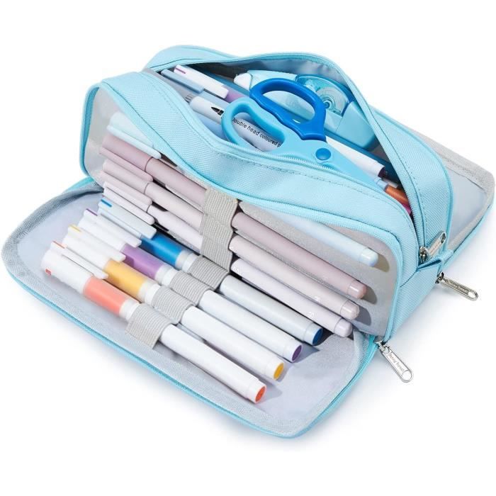 Lot De 2 Trousses à Crayons Avec Fermeture éclair à 3 Anneaux Et