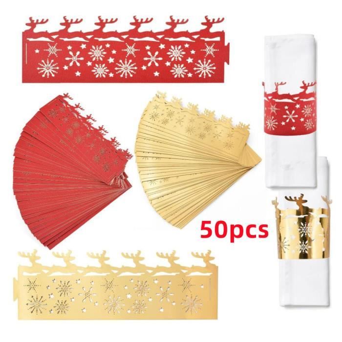 Ronds De Serviette De Noël - Lot De 16 (8 Rennes, 8 Flocons De Neige) - Argenté, Métal - Décoration Table Fêtes, Mariages, Thanksgiving