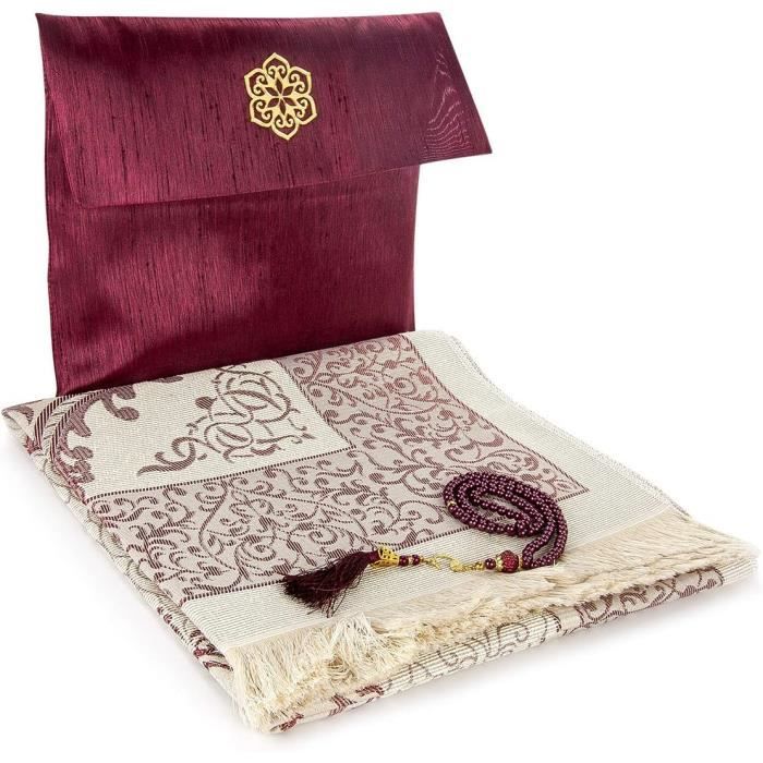 Tapis de prière musulmane avec perles de prière | Janamaz | Sajjadah |  Tapis de prière islamique doux | Cadeaux islamiques | Tapis de prière en  tissu