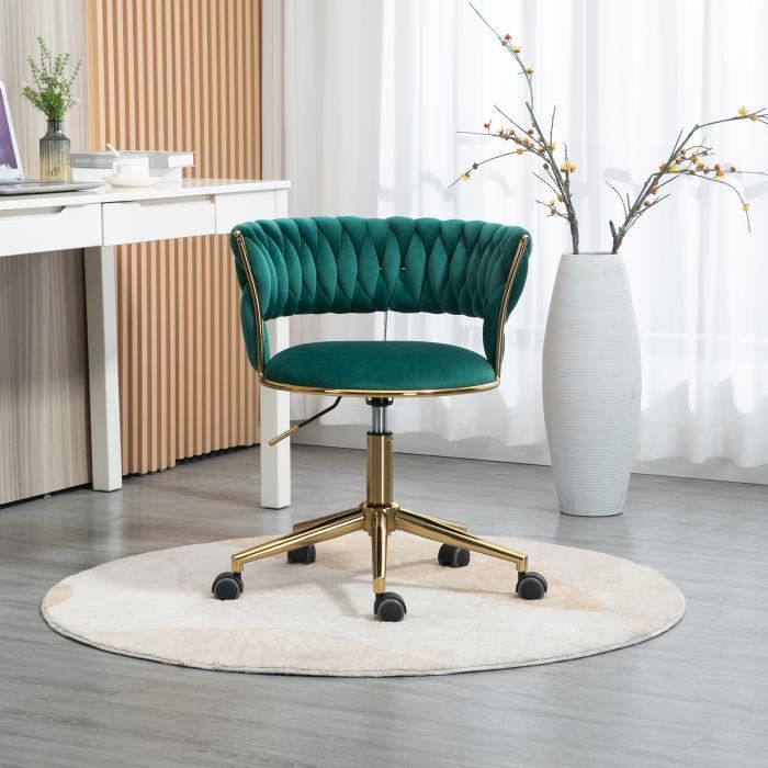 fauteuil ergonomique pivotante à 360° avec hauteur d'assise réglable pour la maison-le bureau,vert