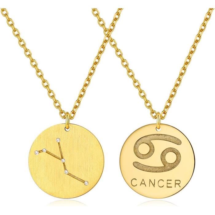 Pendentif Signe Du Zodiaque En Laiton Avec Diamant Simulé - Or Noir Et Jaune 18 Carats - Neuf