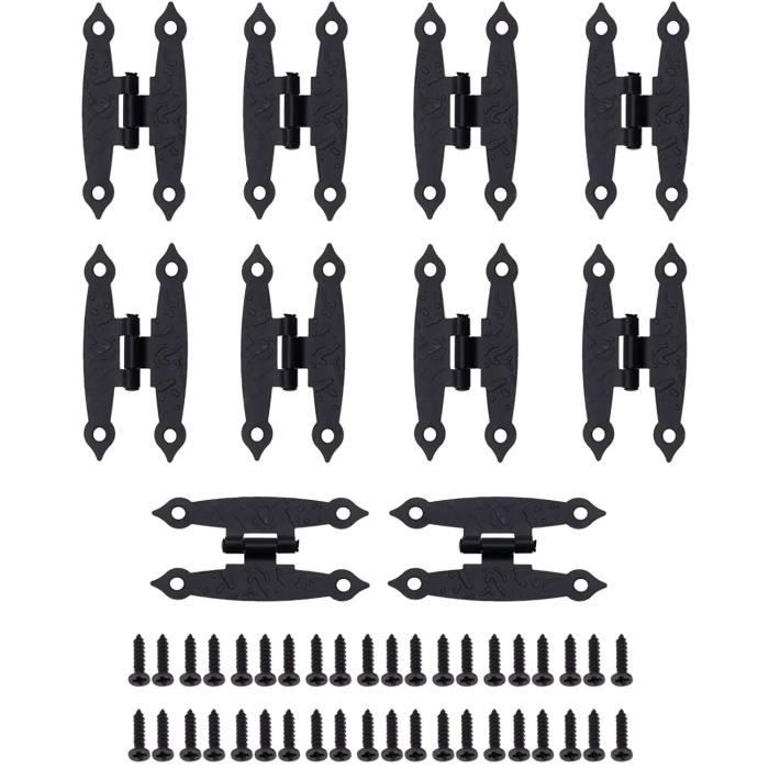 Lot De 40 Charnières En Fer Forgé Noir, Style H Décalé, Pour Porte D'armoire, Antiquité