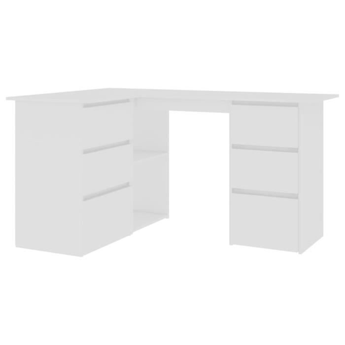 Bureau dangle - MEN - Blanc - 6 tiroirs - Etagères avec/sans portes