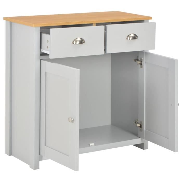 Buffet bas - KAI - Gris - 2 tiroirs - 2 portes Buffet bas - KAI - Gris - 2 tiroirs - 2 portes