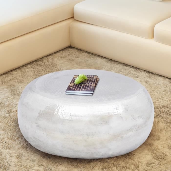 Magnifique Table Basse En Aluminium Martele Argentee Achat