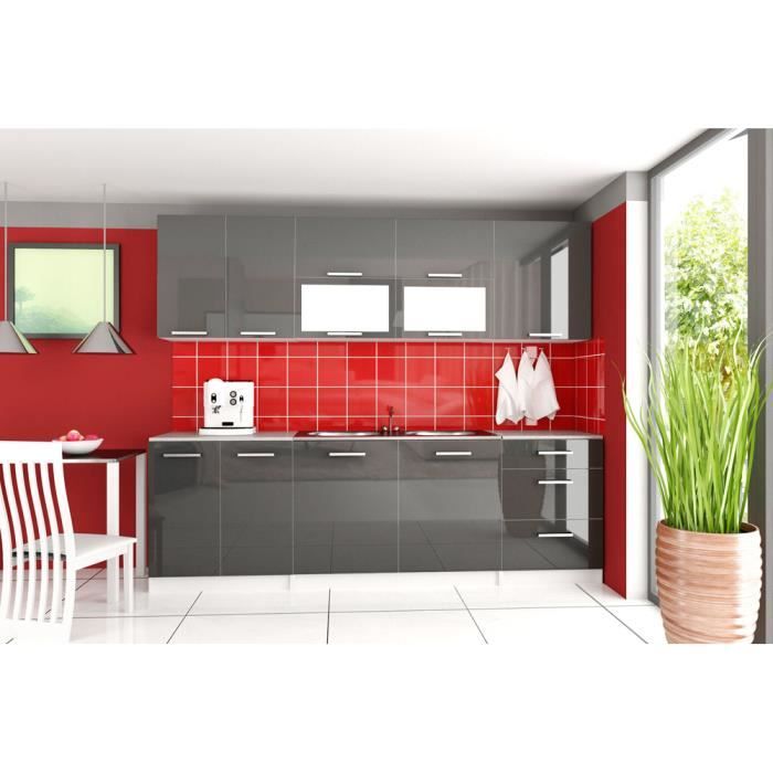 Cuisine Equipee Gris Laquee
