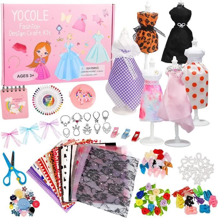Fashion Design Kit, Création de Mode Couture Enfants, Loisirs Créatifs Activites Manuelles Enfant avec Mannequins Accessoire A84