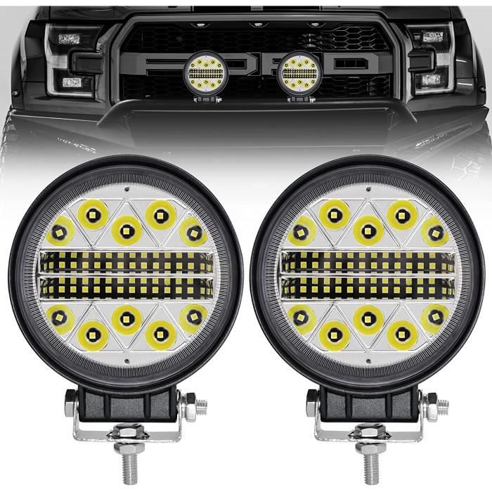 Willpower Lot De 2 Phares De Travail à DEL 42 W De 10,2 Cm, 4 200 Lm, Pour Moto, Tracteur, Bateau, Excavatrice, Grue, Chariot élévateur, VTT