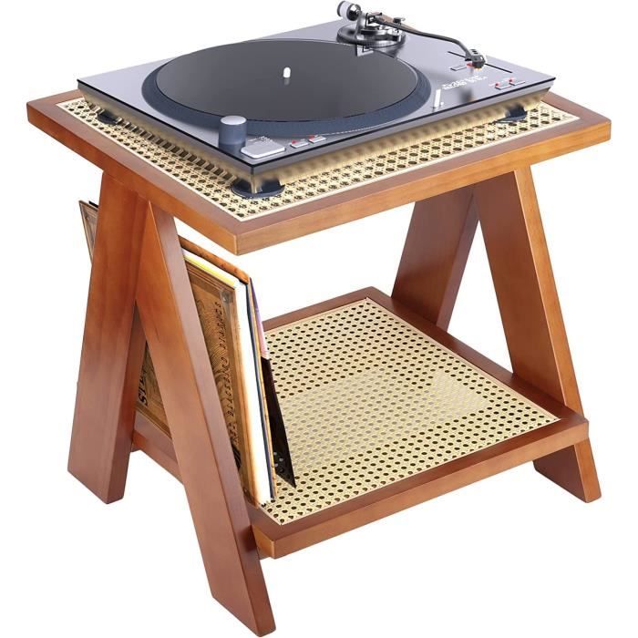 Support pour tourne-disque 2 niveaux - Table de meubles en bois