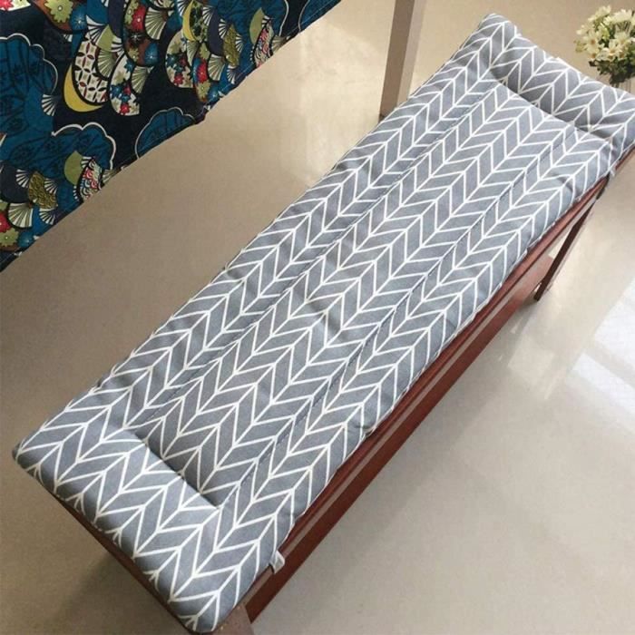Coussin De Banc Longueur 100x35 Cm - Housse En Lin, Rembourrage épais, 4 Sangles De Fixation, Pour Intérieur/extérieur, Lavable - 10