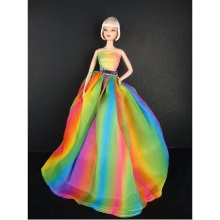 Une Robe Superbe Soiree Mariage Pour Poupee Barbie Arc En Ciel Mode Cadeau Fille Fete Noel Achat Vente Accessoire Poupee Cdiscount