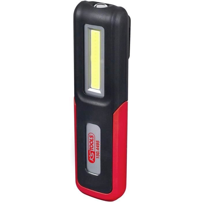 ks tools 150.4495 lampe de poche led cob 3w sur support orientable, noir-rouge, 3 watt