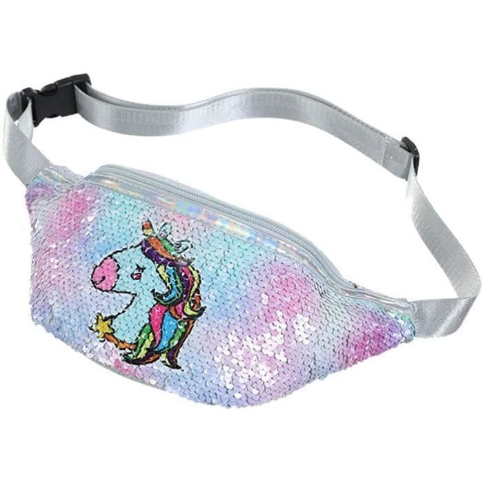 Licorne Paillettes Fanny Pack Reversible Taille Pack Paillettes Bling Bandouliere Poitrine Bum Ceinture Sac pour Femmes Fille 400