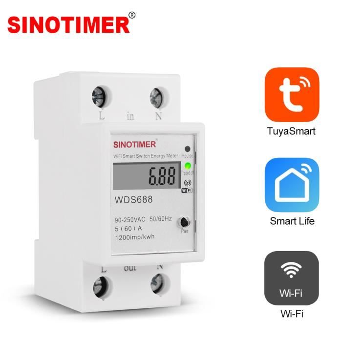 Tuya Smart Life Compteur d'énergie Wi-Fi 80 A avec pince Ct App kWh