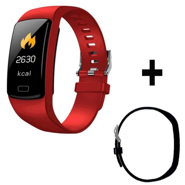Montre connectee 2019 Col Mi Band 3 Fitness Tracker avec mesure de pression Hey plus Bracelet intelligent Type Red Add strap Cdiscount Telephonie