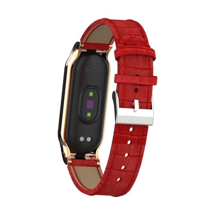 Montre connectée Nouveau Bracelet en cuir véritable pour Xiaomi Mi Band 5 Bracelet Mi Band 5 Bracelet en cuir - Type 9 Veins red