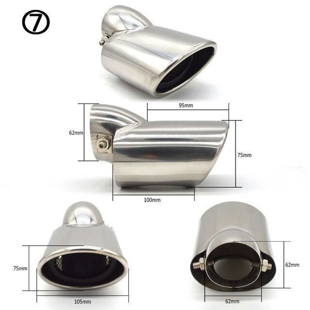 Embout Échappement Universel Acier Inoxydable 51mm In - 101mm Out - Garniture Chromée Tuyau Queue Modifié