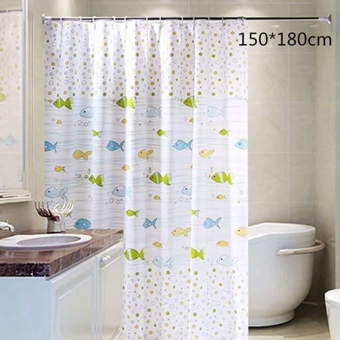 Imperméable à l'eau salle de bains Rideau de douche avec crochets PEVA long Home Decor Moderne Floral