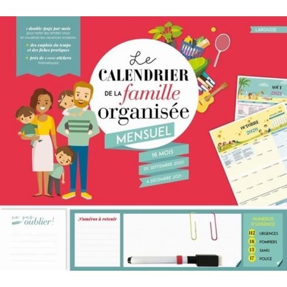 Le calendrier de la famille organisée mensuel. Edition 2021 - Cdiscount