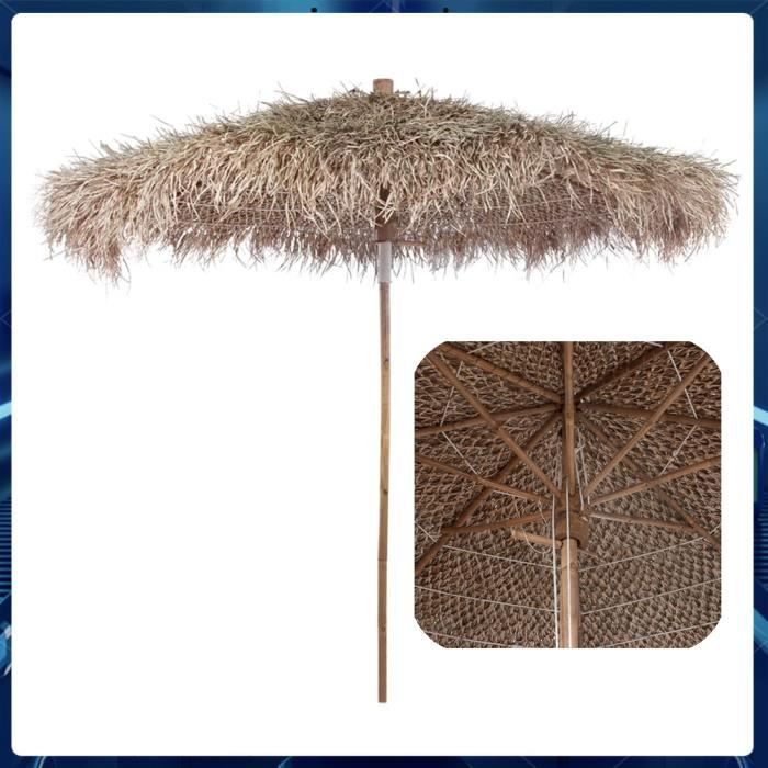 Parasol en bambou avec toit en feuilles de bananier 270 cm 