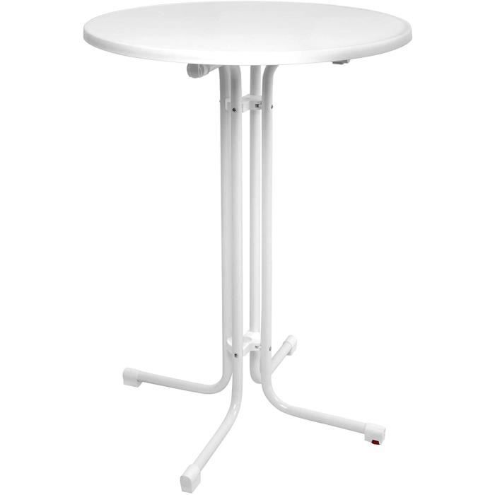 beautissu table haute pliante outdoor sylt ø 70 cm blanc - table mange debout ronde - table de bistro, table de jardin, terrasse