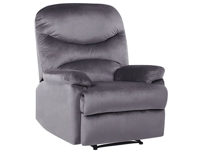 beliani - fauteuil de relaxation en velours gris eslov