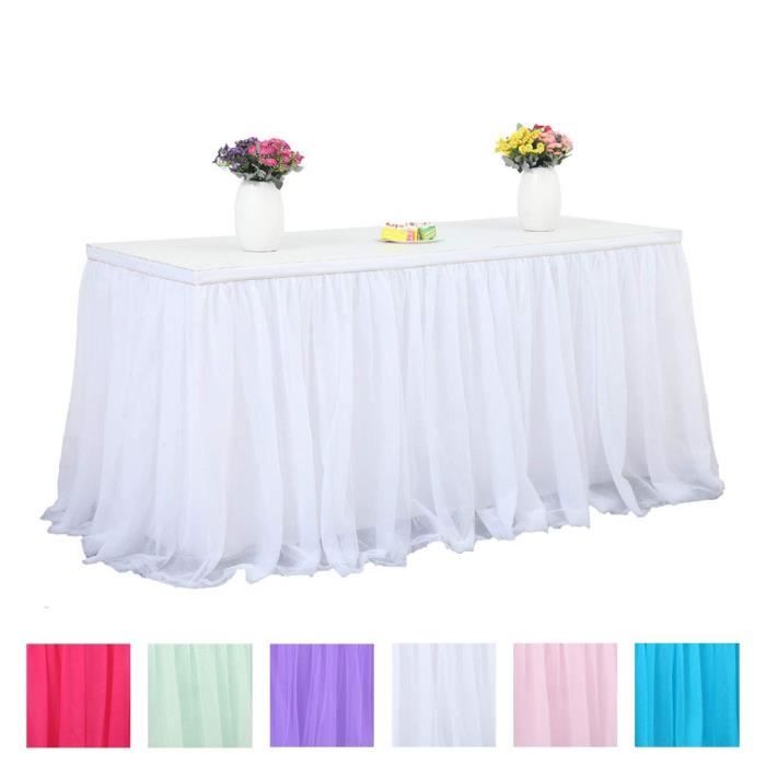 Tulle Jupe De Table Decoration Table Pour Mariage Anniversaire Fete 9ft 2 75m 0 77m Blanc Cdiscount Maison