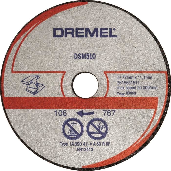 Disques métal DREMEL - Lot de 3 - DSM20 - Découpe métaux et plastiques -  77mm - Cdiscount Bricolage