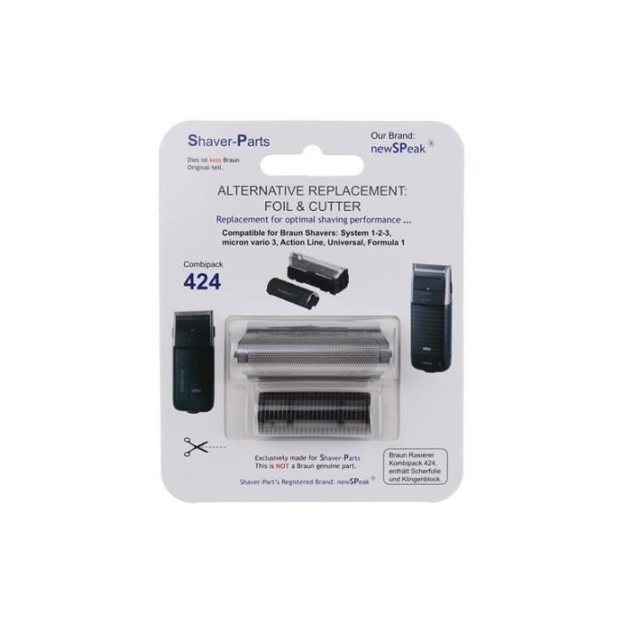 Tête de rasoir - Braun - 424 - Électrique - Lavable - Noir