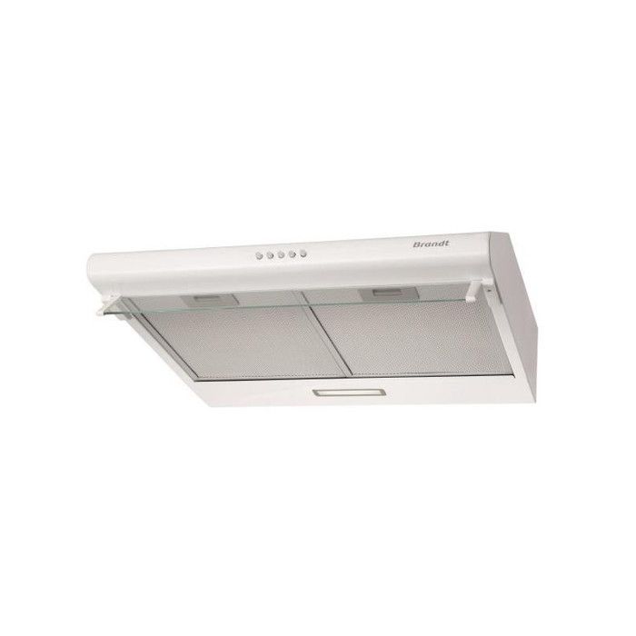 Hotte visière 60cm blanc Brandt - BHC9602W - Evacuation & recyclage - LED - 3 vitesses