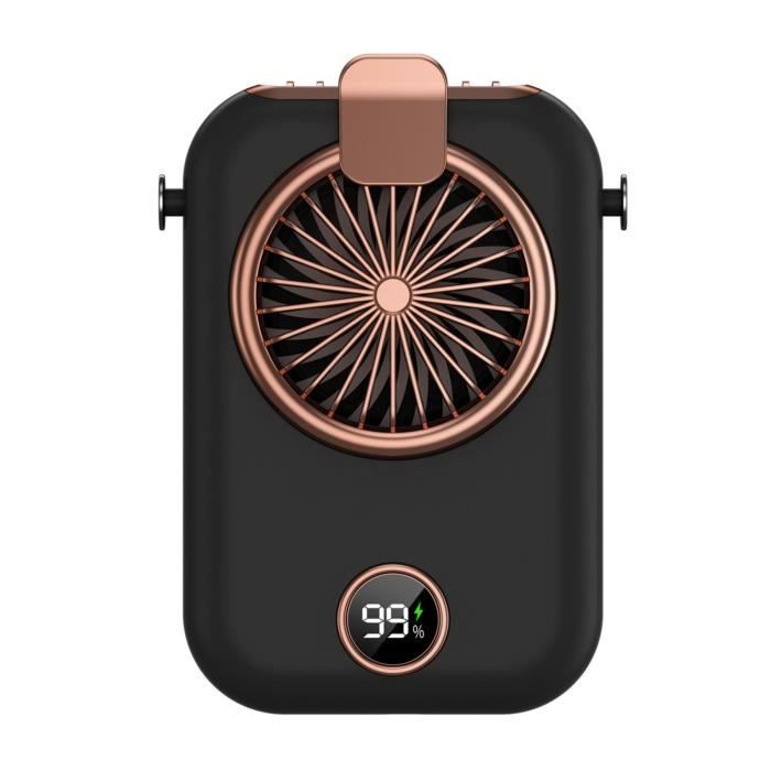 Ventilateur portable noir avec batterie rechargeable - Idéal pour rafraîchir lors des activités de plein air - Bytelike