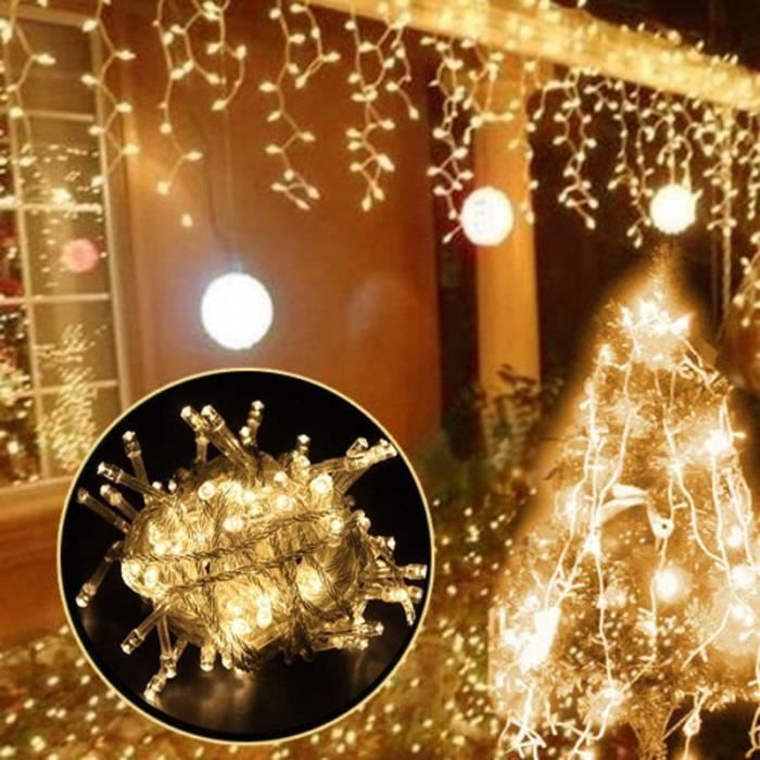 Guirlande lumineuse 5 étoiles 61 DEL Blanc Chaud clignotant Extérieur Timer Batterie Noël