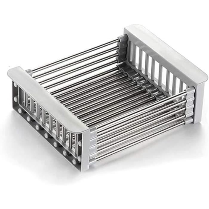 Panier Egouttoir Evier - Passoire Sur Evier Cuisine Paniers Extensibles Rétractable à Mailles Fines Trous de Drainage Efficaces Acier Inoxydabl pour égoutter Pâtes Laver Légumes Riz Fruits Plats