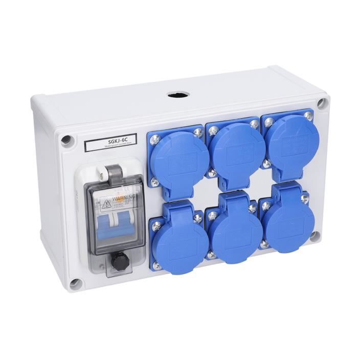 Boîte De Prise Murale ABS étanche, 6 Positions, Prises Allemandes