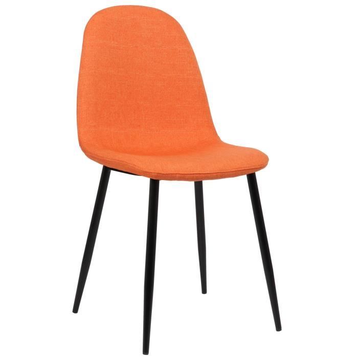 Chaise de salle à manger - CLP - Napier - Orange - Tissu - Piètement en métal noir
