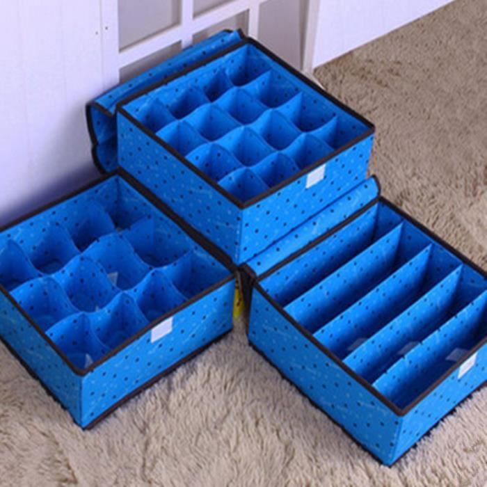 3x Boite Rangement Pour Sous Vetement Pliable Sans Couvercle Linge