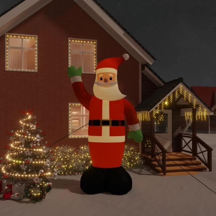 Père Noël Auto-gonflant Avec Couronne Lumineuse LED, Décoration De Noël Bonetti