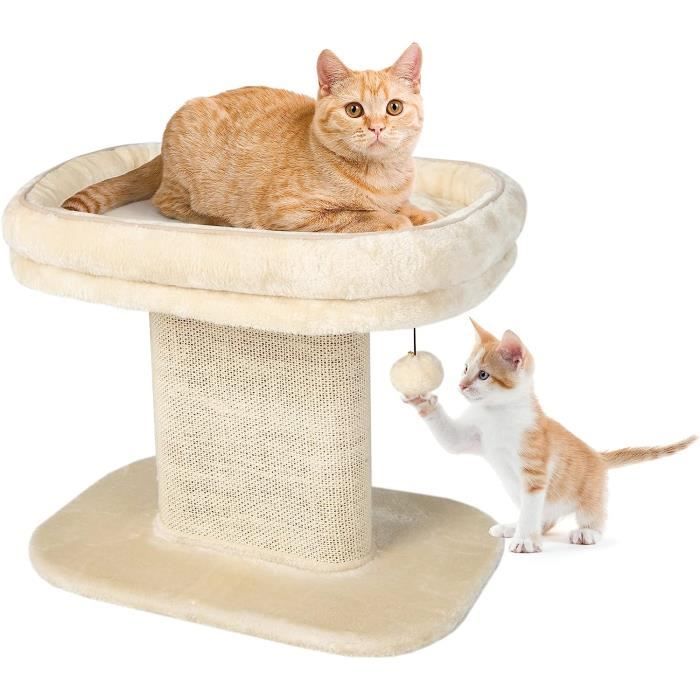 Meilleurs prix pour GOPLUS Arbre à Chat 50 CM en Bois Recouvert Peluche, Poteaux en Sisal, Nid Confortable, Boule Suspendue, Beige