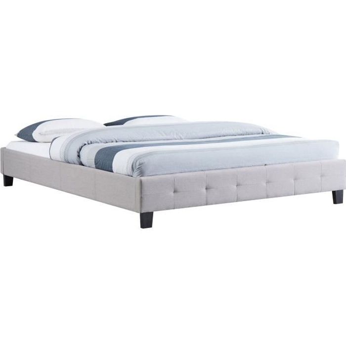 lit double futon corse - idimex - queen size 160x200 cm - revêtement en tissu gris