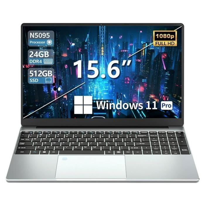 PC Portable – 15.6HD+ – 24 Go RAM 512 Go SSD- Celeron N5095 (29 GHz) – Rotation à 180°- Windows 11 PRO