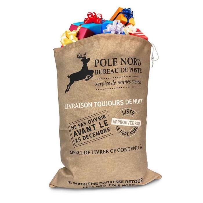 Hotte du pere noel en toile de cheap jute