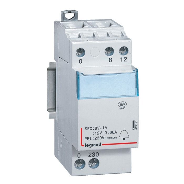 Transformateur - LEGRAND - 413091 - 230V vers 12V/8V - 8VA - 2 modules