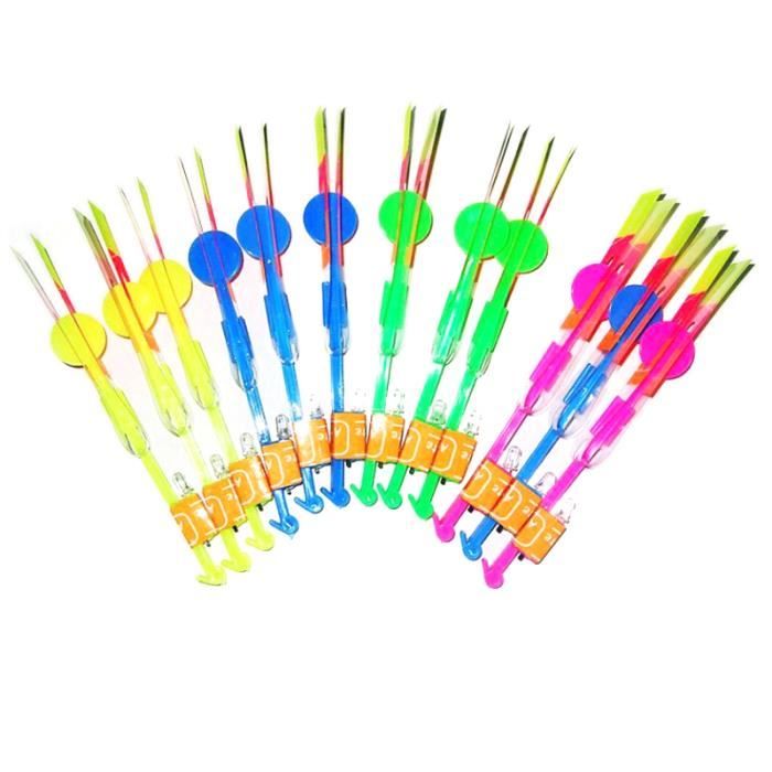 25 Hélicoptères Jouets Volants LED Lumineux – Fusées Flèches Catapultes Avec Lumière – Cadeau Anniversaire Enfants Extérieur