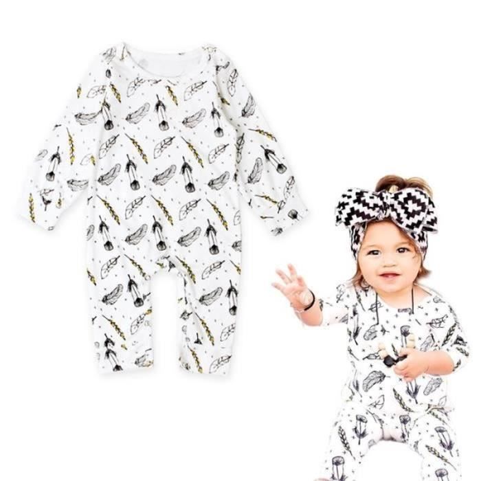 Pyjama Bébé Sans Pieds Manches Longues - Grenouillère Imprimé Dessins Animés - Confortable Pour Nouveau-né Et Nourrisson - 8