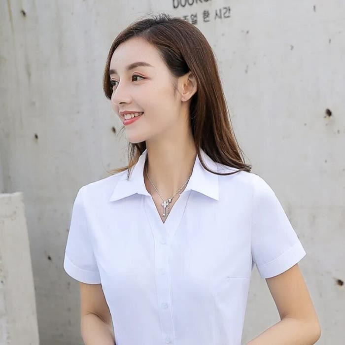 Chemises d ete en coton pour femmes chemisiers en Y chemisier blanc court vetements pour femmes 2019 WHITE B1478 Blanc Cdiscount Pret a Porter