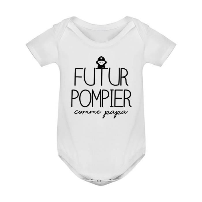 Body Coton Bebe Sous Vetement Enfant Futur Pompier Comme Papa Blanc Cdiscount Pret A Porter