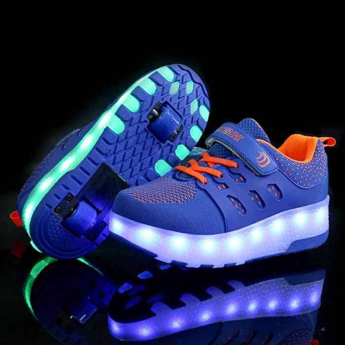 Mode Baskets Enfants LED lumières Chaussures à Roulettes Garçons Filles  Sneakers Avec Roues Automatique De Patinage
